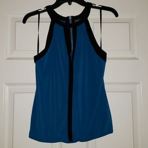 bebe Teal & Black Front/Back Halter Top